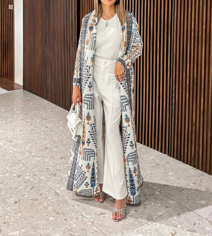 Abaya Vintage Printed Cardigan Loose Large Size Luxury Spring