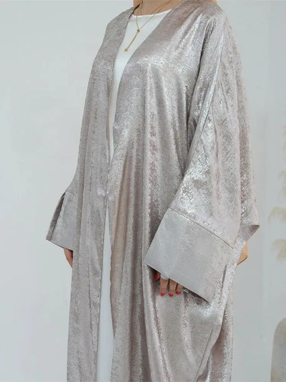 Shiny Batwing Satin Open Kimono Abaya Luxury Abayas Kaftan