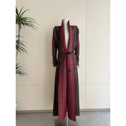 Pleated Trench Coat Vintage Printed Cardigan Loose Plus Size Long Luxury Abaya