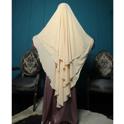 3 Layers Chiffon Long Headcover Headscarf Niqab Headdress