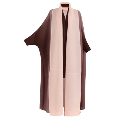 Wrinkled Windbreaker Jacket Bat Sleeve Scarf Collar Gradient Long Retro Coats and Jackets