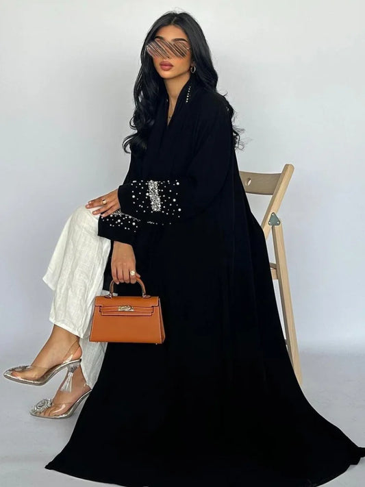 Diamond Pearls Abaya with Scarf Abayas Party Kaftan Largos Long