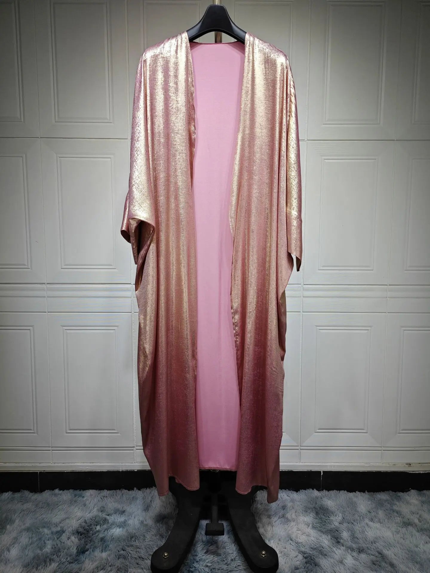 Shiny Party Abaya Batwing Satin Open Kimono Luxury Abayas Kaftan