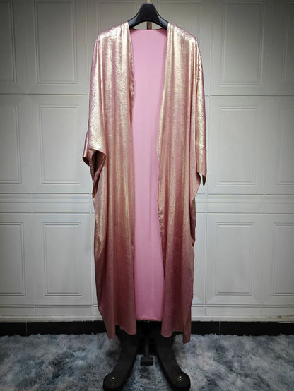 Shiny Party Abaya Batwing Satin Open Kimono Luxury Abayas Kaftan