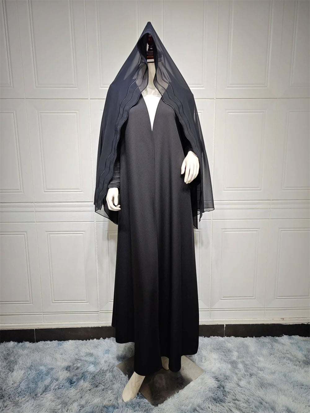 Kimono Open Abaya with Hijib Kebaya Kaftan Arabe