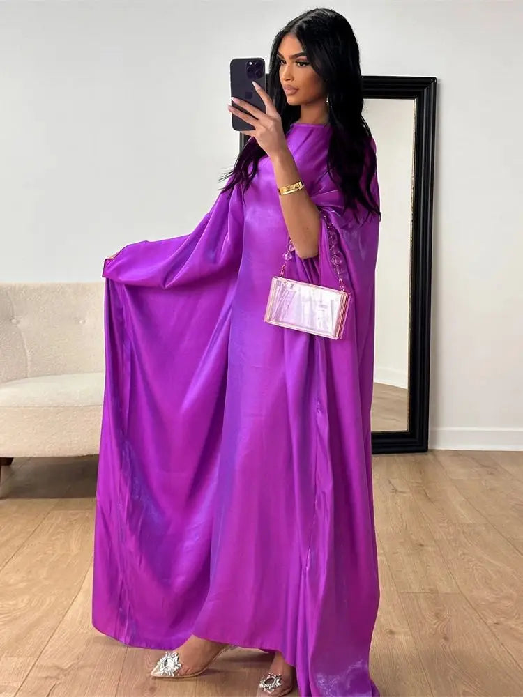 Summer Satin Batwing Abaya Maxi Kaftan Caftan ne