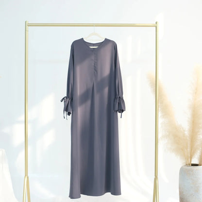 Plain Black Abaya drawstring Maxi Kaftan Kebaya Caftan