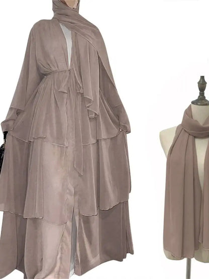 Summer Open Chiffon Kimono Abaya Luxury Set