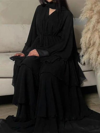 Summer Open Chiffon Kimono Abaya Luxury Set
