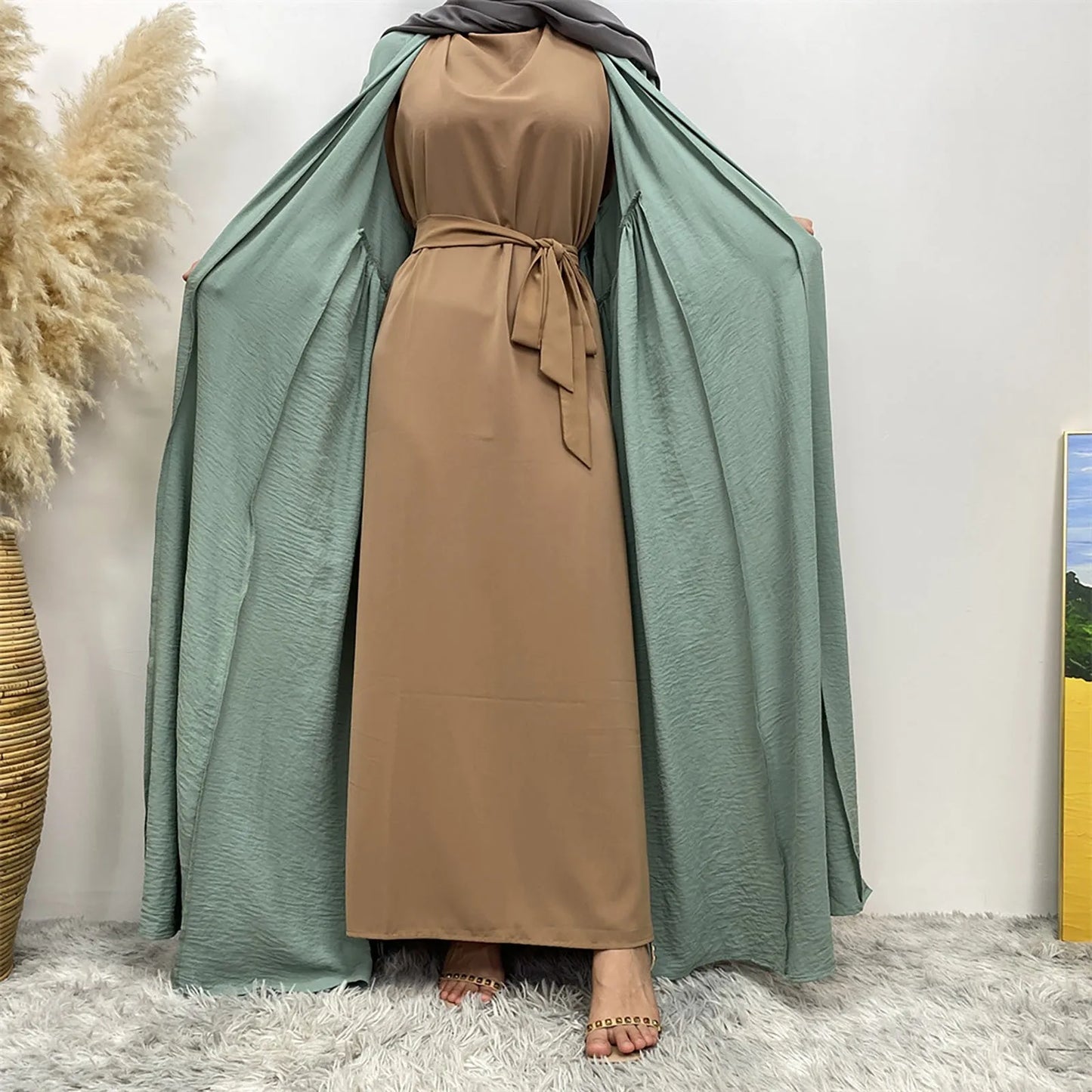 Woman‘S Abaya Turkey Sets Hugs High Quality Set Moroccan Caftan Evening