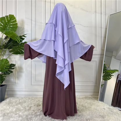 3 Layers Chiffon Long Headcover Headscarf Niqab Headdress