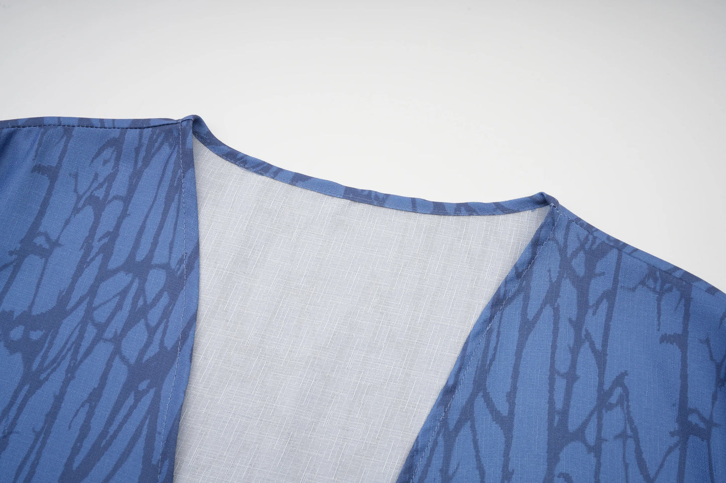 Blue Tree Branch Design Open Abaya Long Outer Garment Moroccan ing in Daily Life or