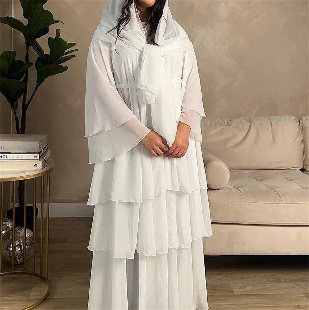 Summer Open Chiffon Kimono Abaya Luxury Set
