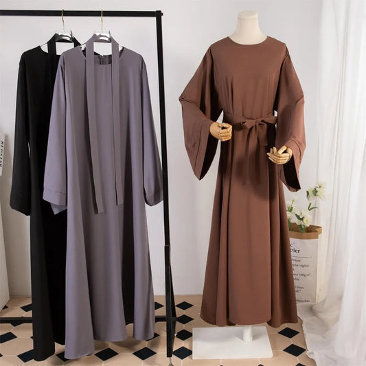 Abayas With Belt Loose Kaftans Abaya Full Sleeve