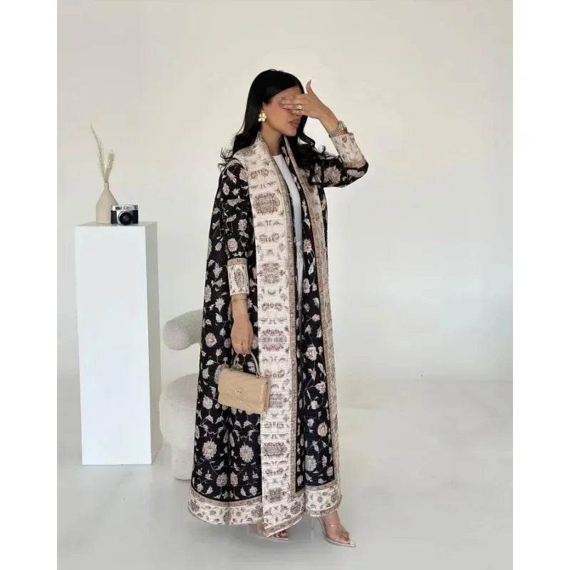 Abaya Vintage Printed Cardigan Loose Large Size Luxury Spring