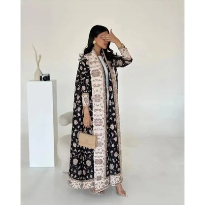 Abaya Vintage Printed Cardigan Loose Large Size Luxury Spring