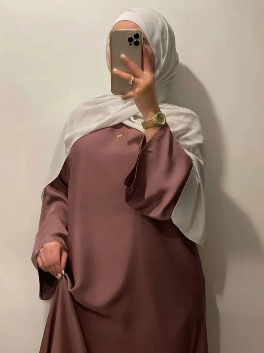 Satin Abaya Turkey Hijab 8 Colors Closed Abayas Kaftan