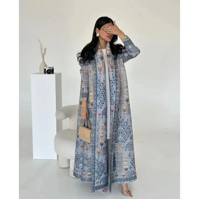 Abaya Vintage Printed Cardigan Loose Large Size Luxury Spring