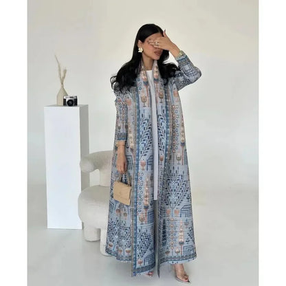 Abaya Vintage Printed Cardigan Loose Large Size Luxury Spring