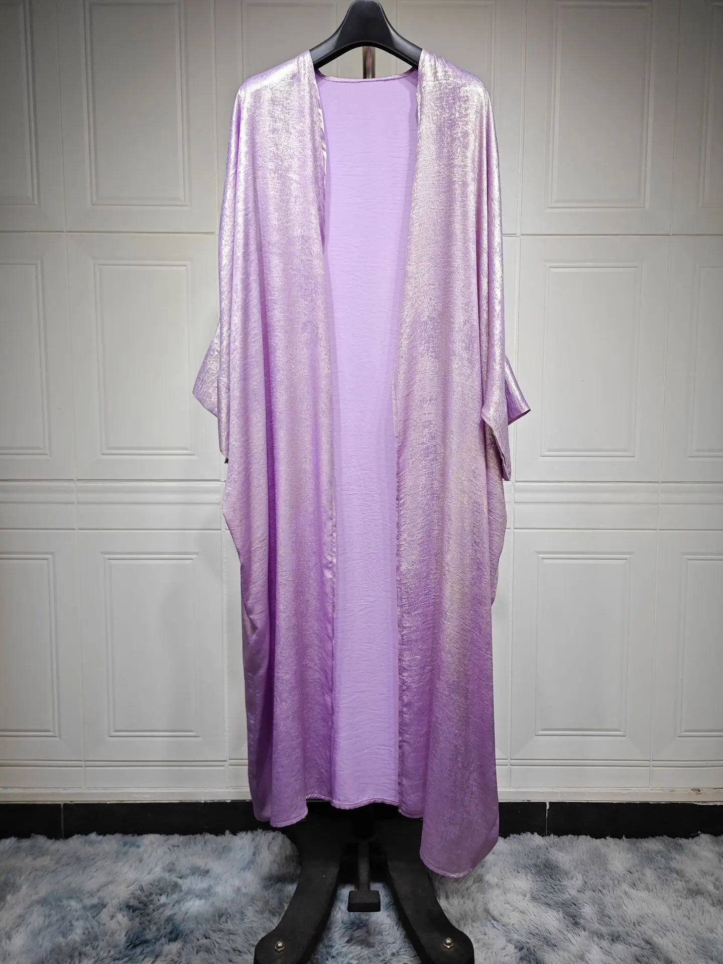 Shiny Party Abaya Batwing Satin Open Kimono Luxury Abayas Kaftan
