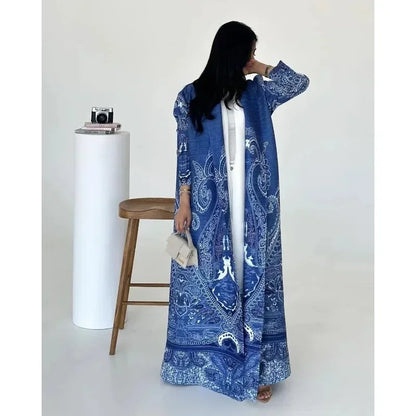 Abaya Vintage Printed Cardigan Loose Large Size Luxury Spring