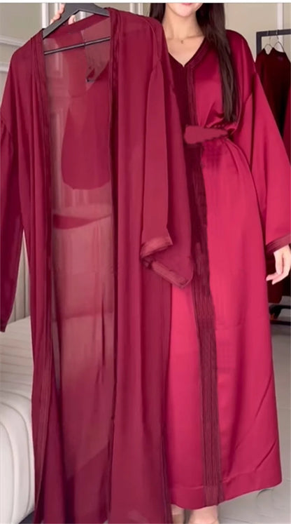 Black Open Abaya Kaftan Longue Caftan