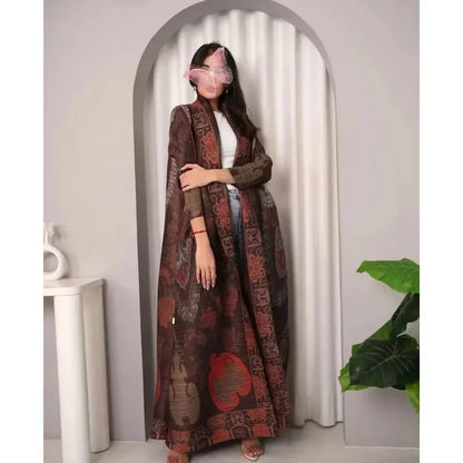Abaya Vintage Printed Cardigan Loose Large Size Luxury Spring