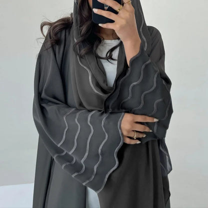 Abaya Black Gray Open Abayas With Hijab Outfit Kaftan Kebaya Cardigan