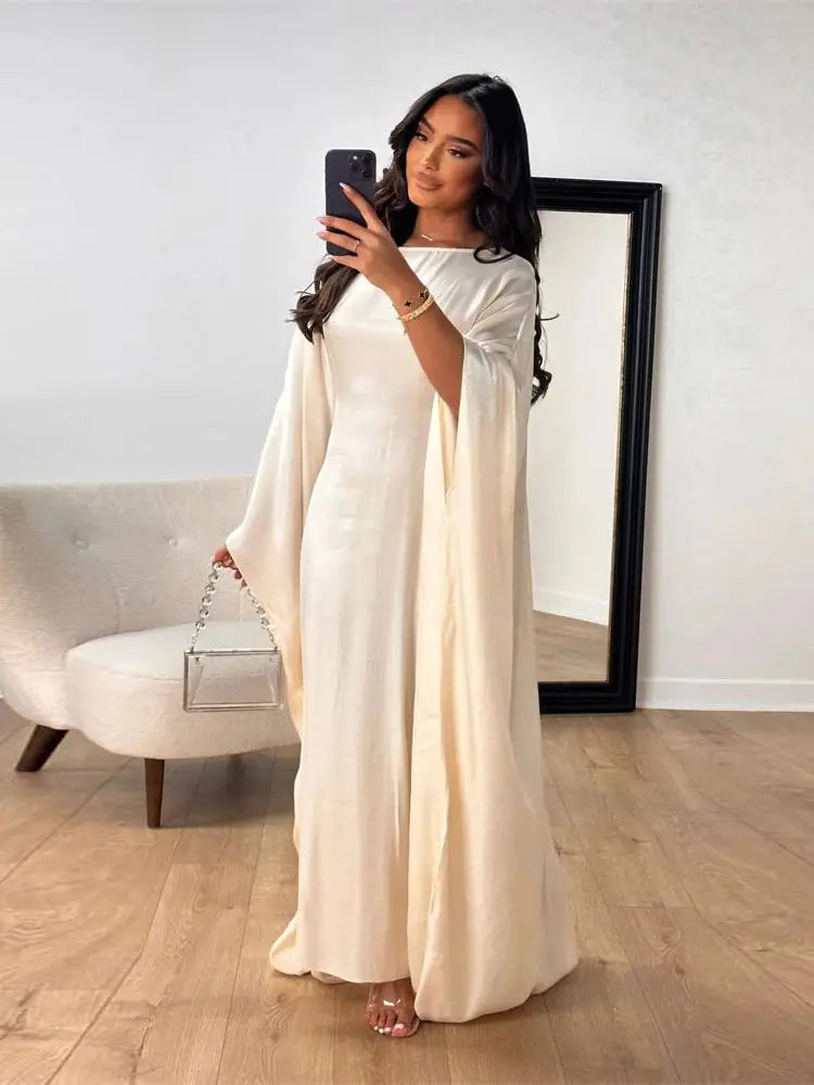 Summer Satin Batwing Abaya Maxi Kaftan Caftan ne