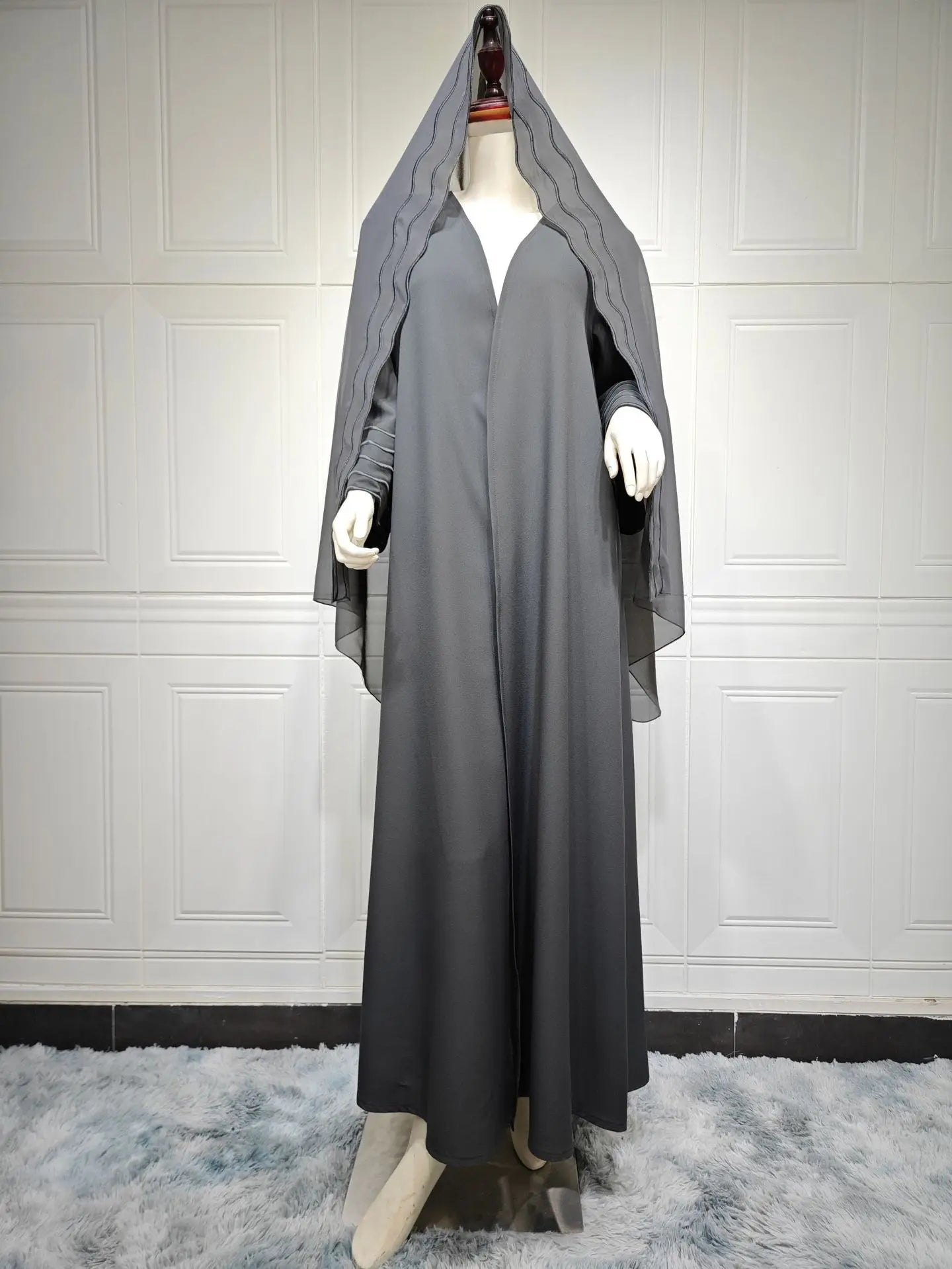 Abaya Black Gray Open Abayas With Hijab Outfit Kaftan Kebaya Cardigan