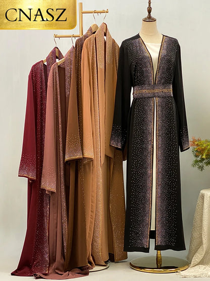 Selling Rhinestone Cardigan With Pockets Kebaya Kimono Abaya Red