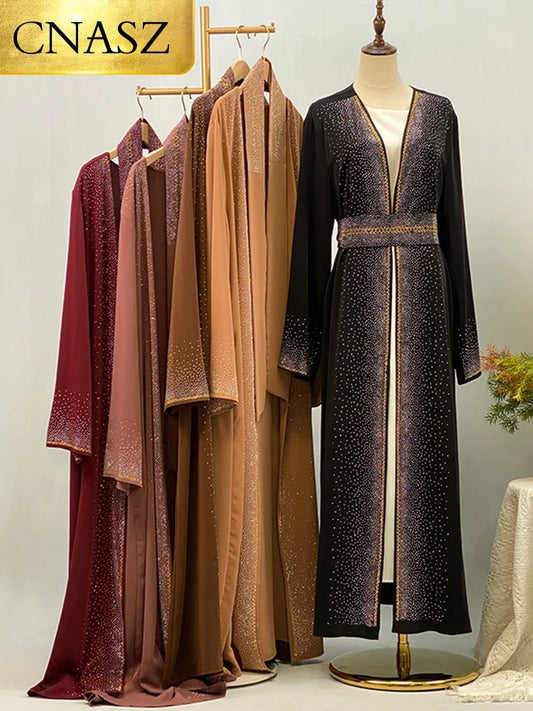 Selling Rhinestone Cardigan With Pockets Kebaya Kimono Abaya Red
