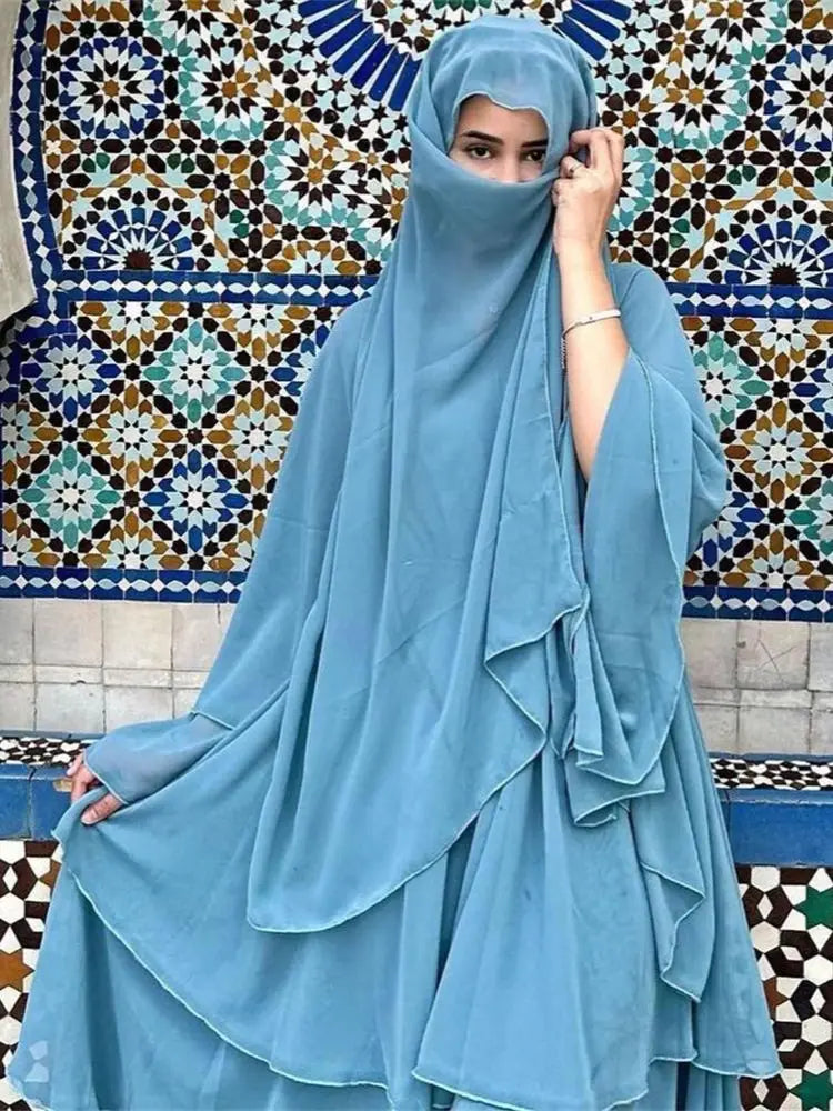 Summer Open Chiffon Kimono Abaya Luxury Set