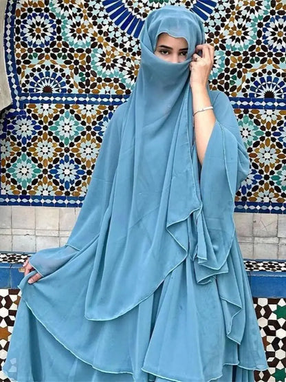 Summer Open Chiffon Kimono Abaya Luxury Set