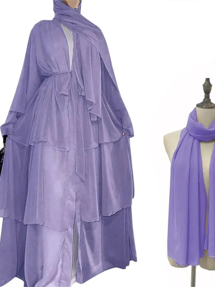 Summer Open Chiffon Kimono Abaya Luxury Set