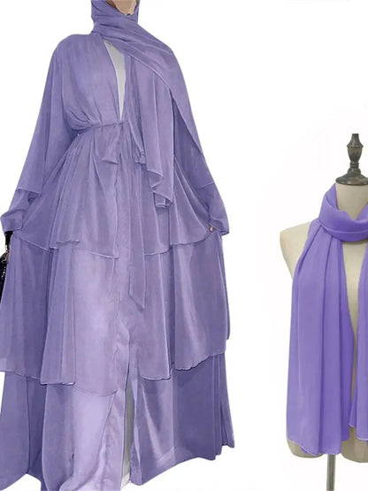 Summer Open Chiffon Kimono Abaya Luxury Set
