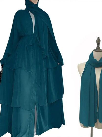 Summer Open Chiffon Kimono Abaya Luxury Set
