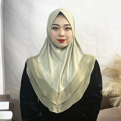 Hijab ern 's Turban Scarf Solid Color Multi-Color Crystal Linen Double Layer Chiffon Hijab Hat