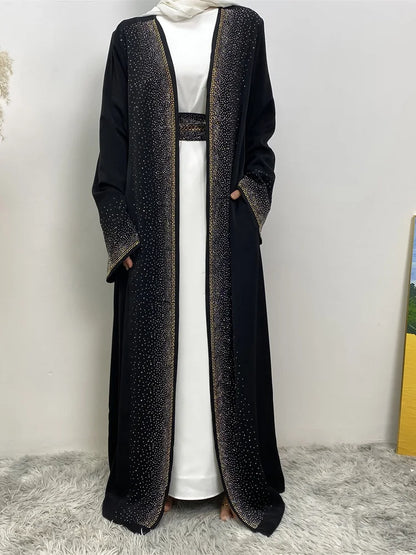 Selling Rhinestone Cardigan With Pockets Kebaya Kimono Abaya Red