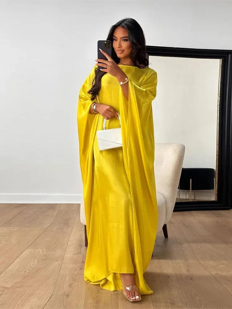 Summer Satin Batwing Abaya Maxi Kaftan Caftan ne