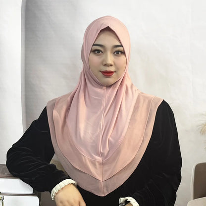 Hijab ern 's Turban Scarf Solid Color Multi-Color Crystal Linen Double Layer Chiffon Hijab Hat