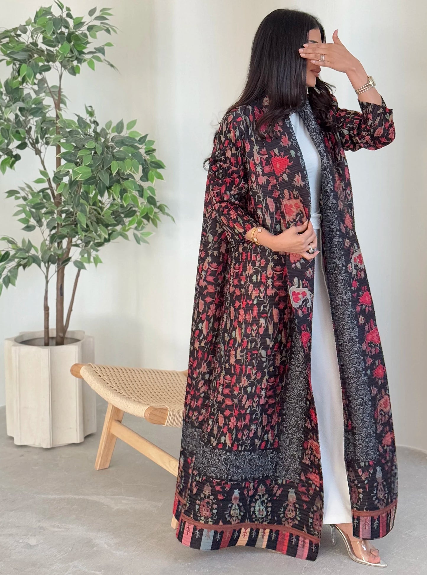 Abaya Vintage Printed Cardigan Loose Large Size Luxury Spring