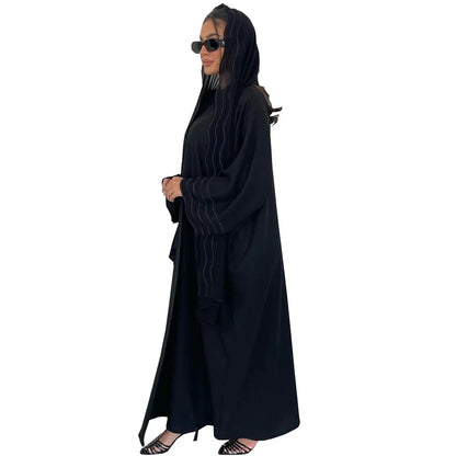 Abaya Black Gray Open Abayas With Hijab Outfit Kaftan Kebaya Cardigan