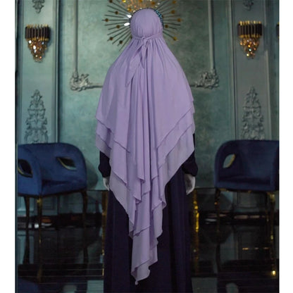 3 Layers Chiffon Long Headcover Headscarf Niqab Headdress
