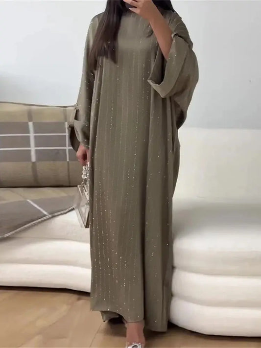 Black Satin Batwing Abaya Luxury e Kaftan