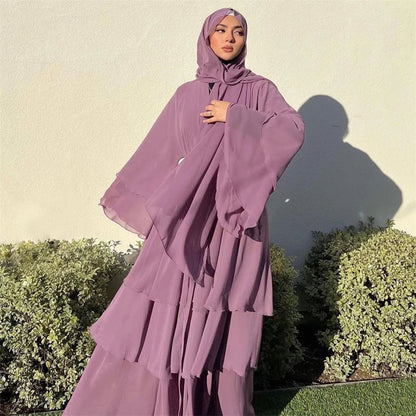 Summer Open Chiffon Kimono Abaya Luxury Set