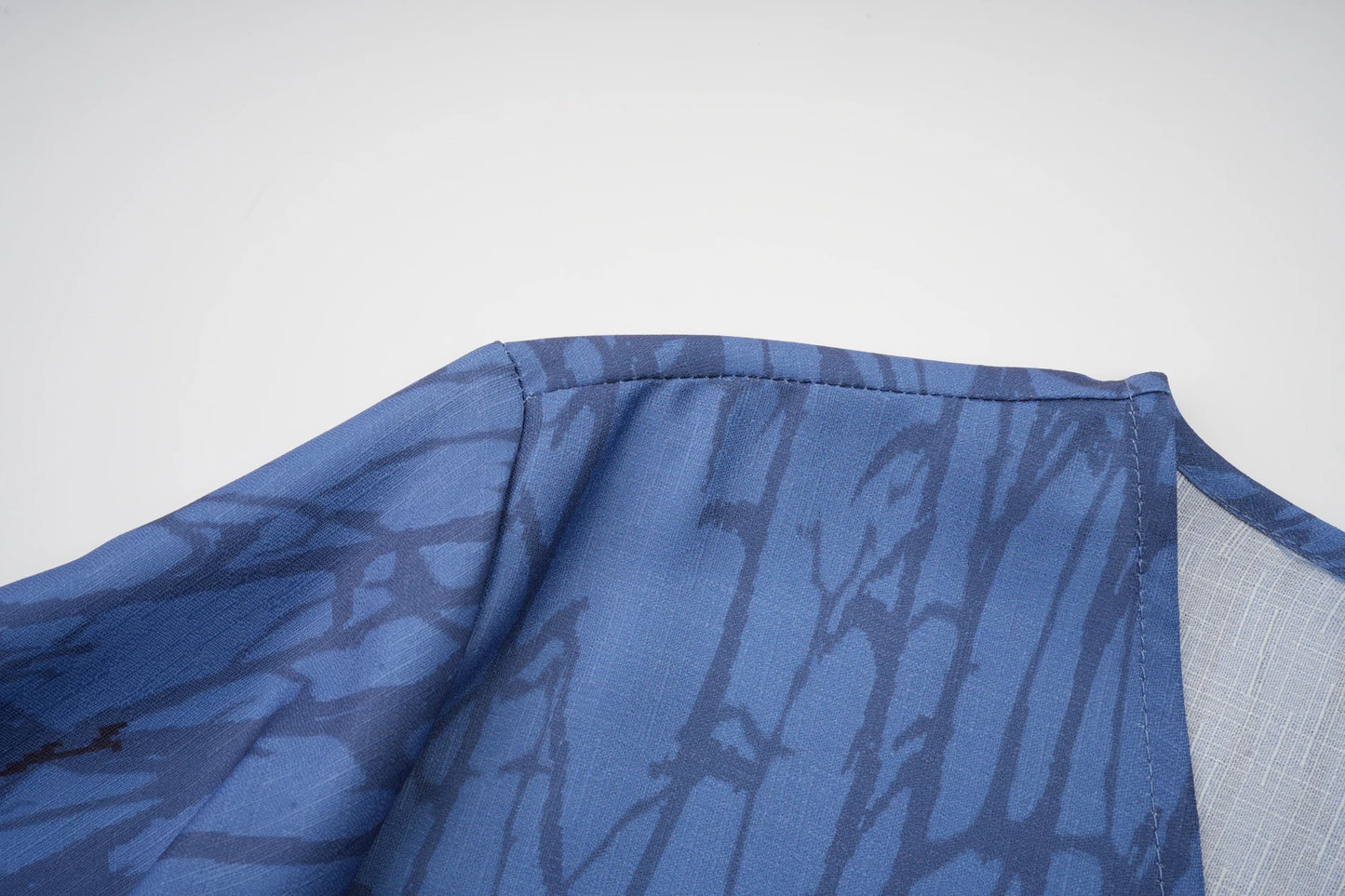 Blue Tree Branch Design Open Abaya Long Outer Garment Moroccan ing in Daily Life or