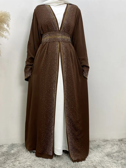 Selling Rhinestone Cardigan With Pockets Kebaya Kimono Abaya Red