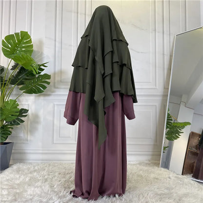 3 Layers Chiffon Long Headcover Headscarf Niqab Headdress
