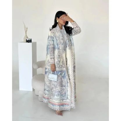 Abaya Vintage Printed Cardigan Loose Large Size Luxury Spring